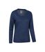 Womens/ladies Agra Slub Long-sleeved Top Navy Mountain Warehouse-4