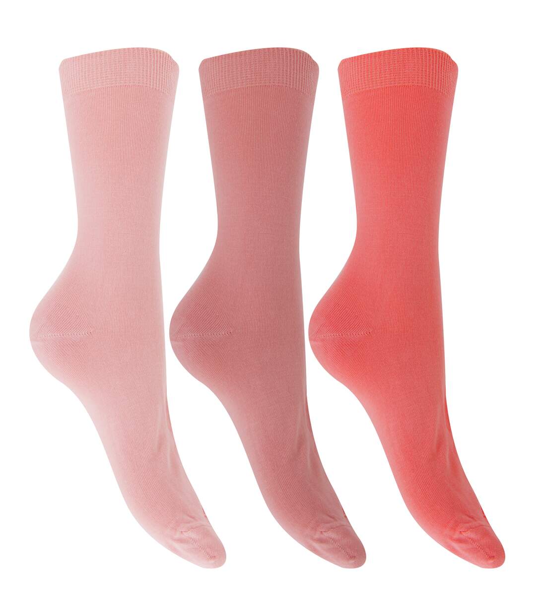 Chaussettes douces en bambou lot de 3 femme tons roses Universal Textiles