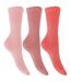 Womens/Ladies Extra Fine Silk Touch Bamboo Socks (3 Pairs) (Pink Shades) - UTW367