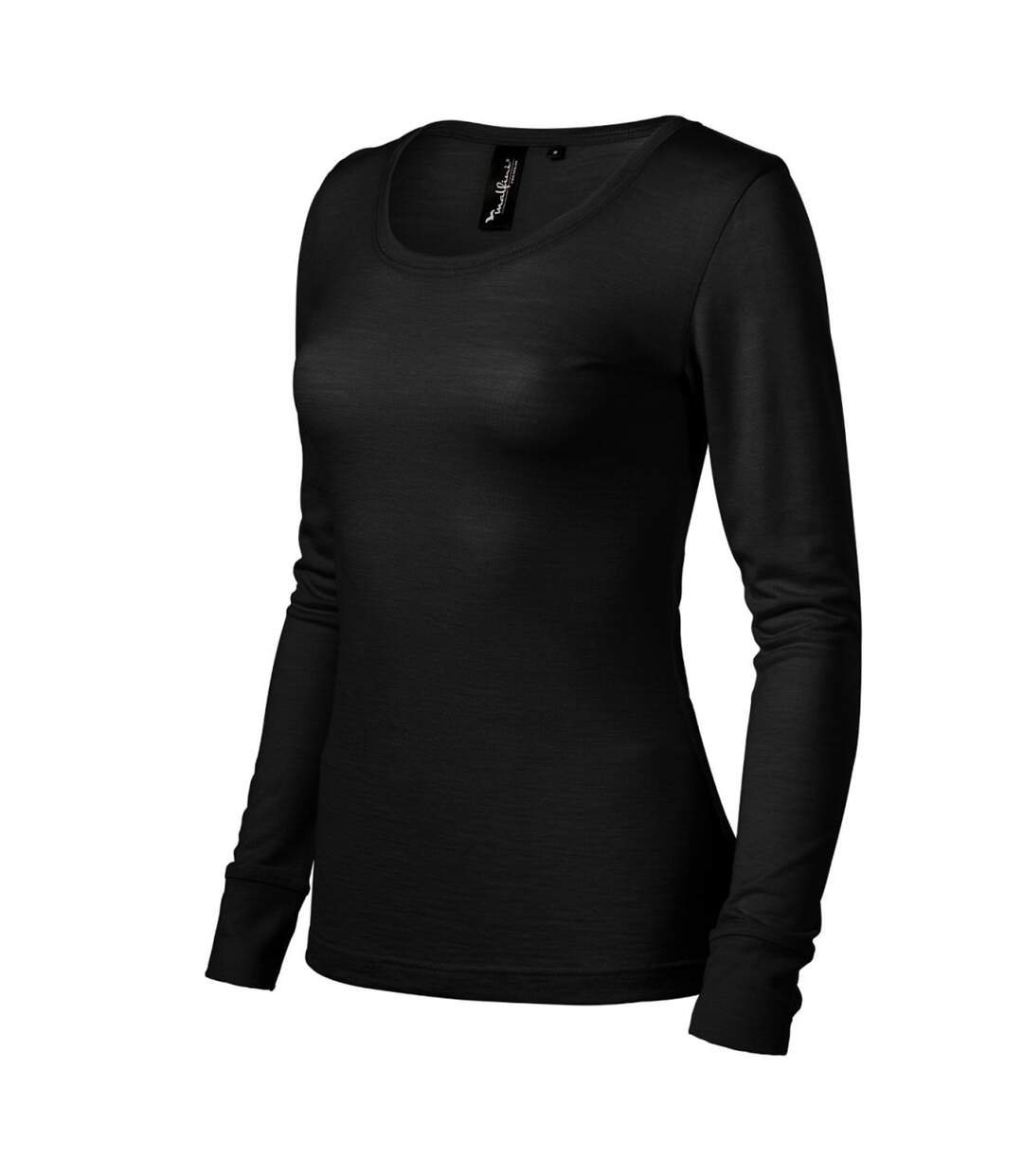 Womens/ladies Premium Rise Merino Wool Long-sleeved T-shirt Black Malfini-3