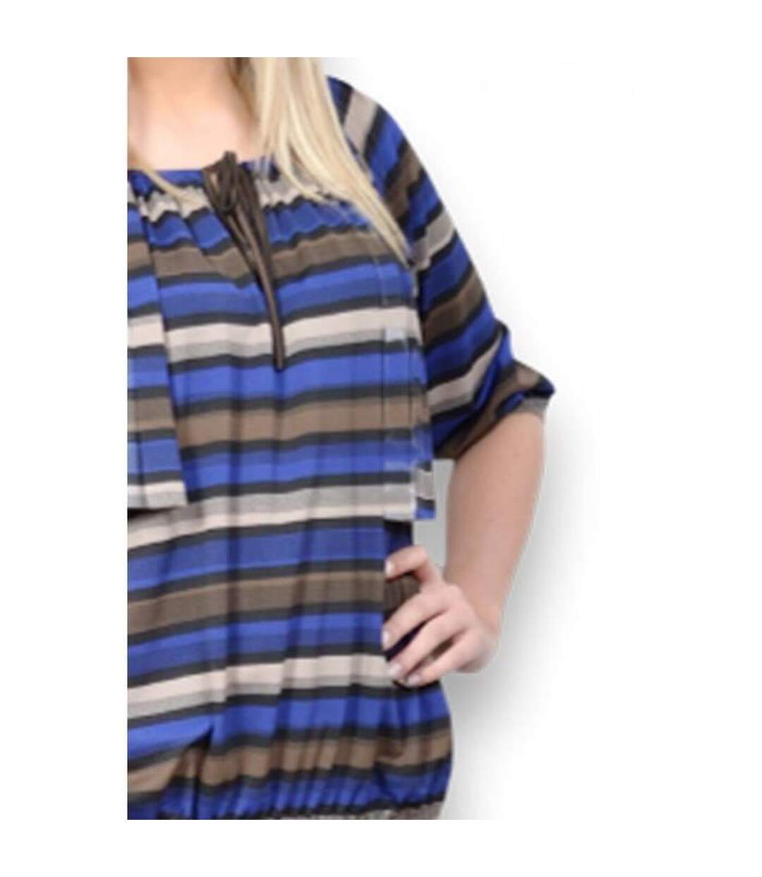 Top femme manches 3/4 - Couleur bleu-3