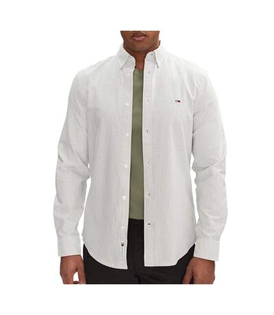 Chemise rayures blanc/gris homme tommy hilfiger stripe oxfo - l