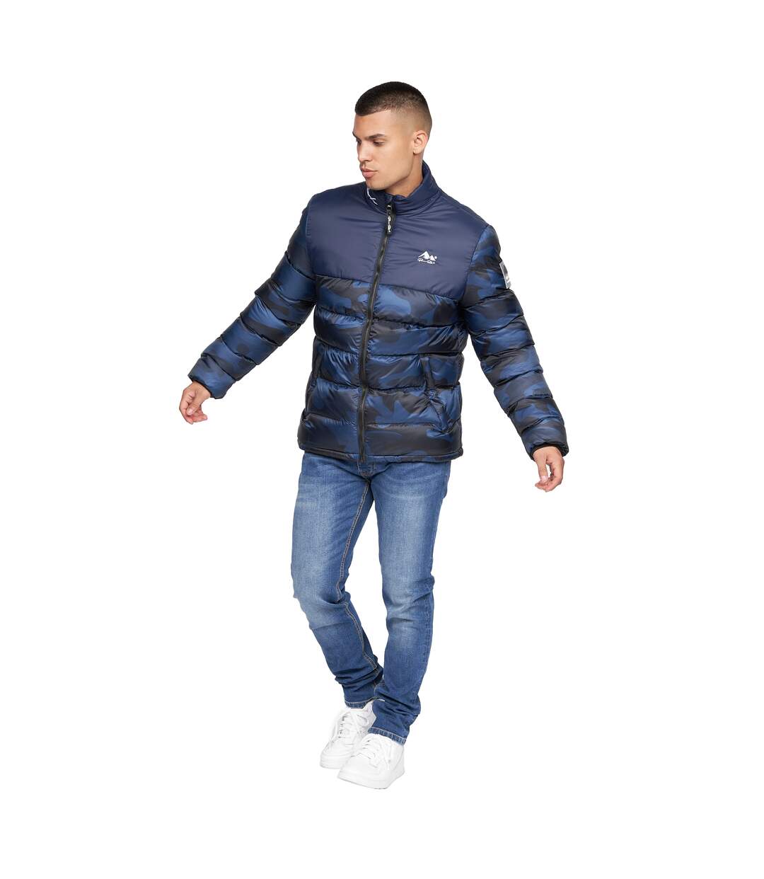 Mens Carlito Camo Oversized Padded Jacket Navy Born Rich-1