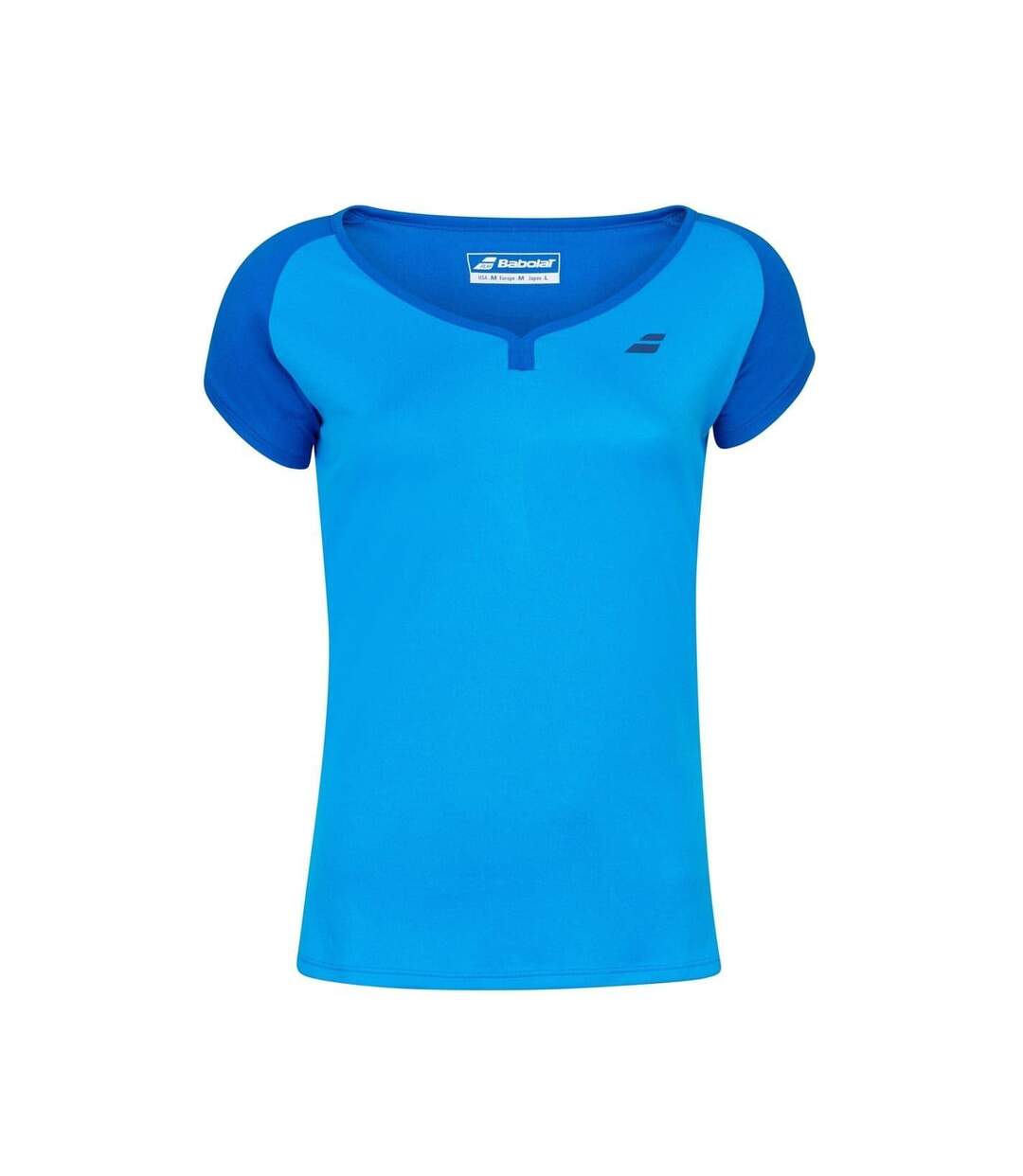 T-shirt Mancherons Motif/style Logo Femme Bleu Aster Babolat-1
