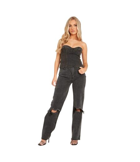 Haut Style Corset Femme Noir Missy Empire