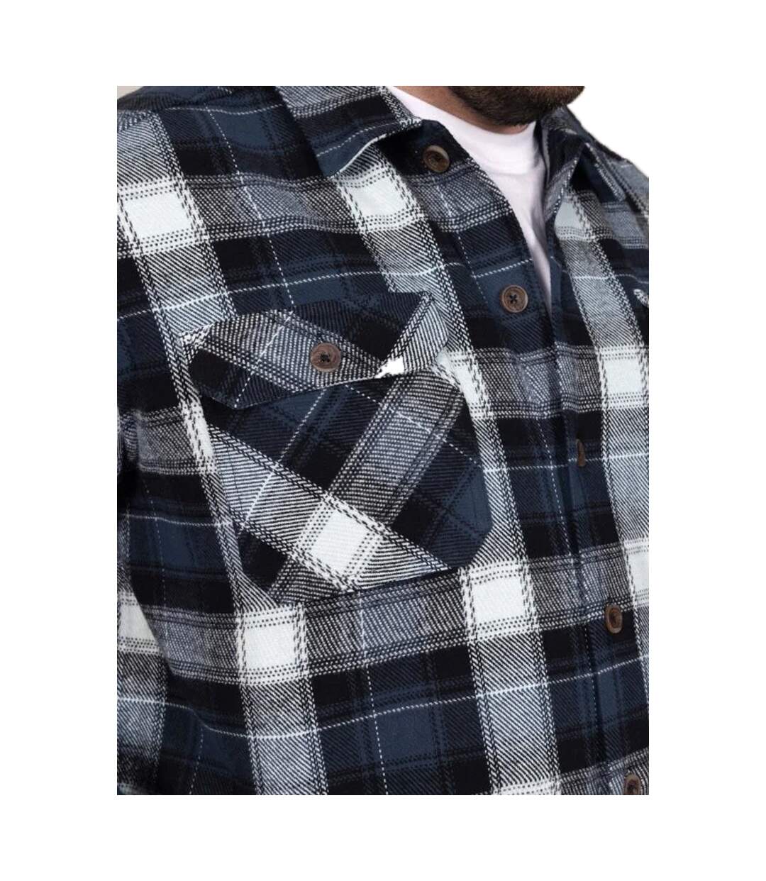 Mens Newman D555 Checked Kingsize Shacket Navy Duke-4
