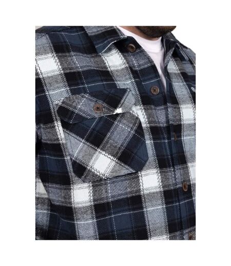 Mens Newman D555 Checked Kingsize Shacket Navy Duke