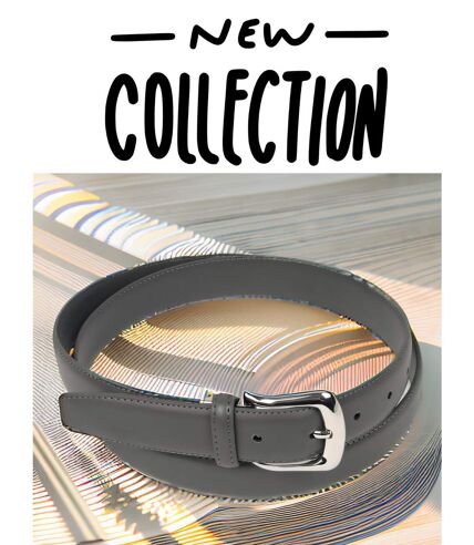 Ceinture en cuir gris homme - Sangle réglable