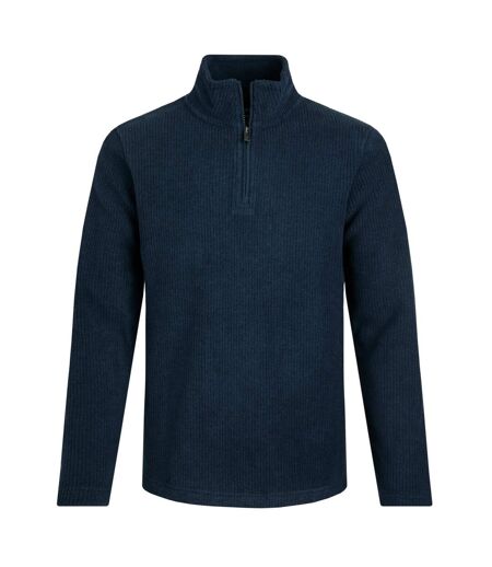 Mens newport ribbed quarter zip fleece top federal blue Weird Fish