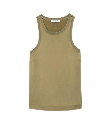 Womens/ladies Fluid Satin Tank Top Khaki Lacoste