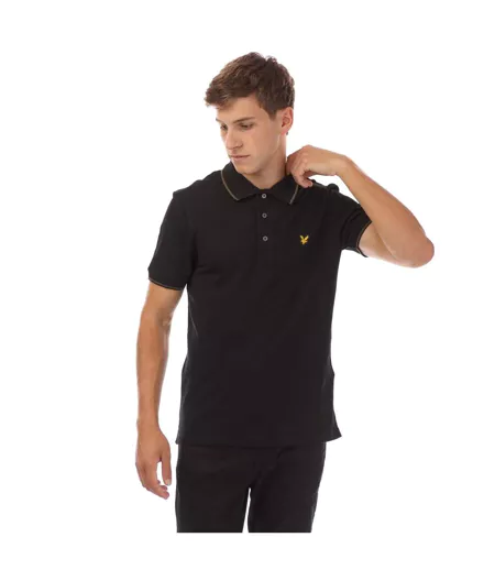 Polo Motif Rayure Contrastée Sur Bord Homme Noir Lyle & Scott
