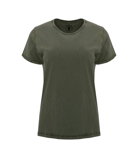 Womens/ladies Husky T-shirt Dark Green Brown Roly