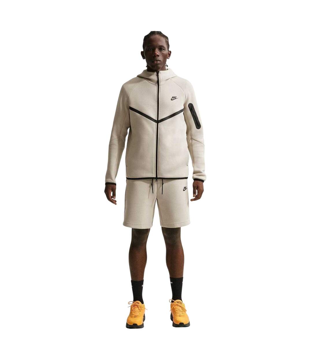 Mens Tech Chevron Full Zip Hoodie Cream Nike-1