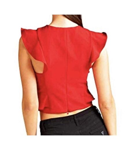 Top Rouge Femme Guess Ruffle - M