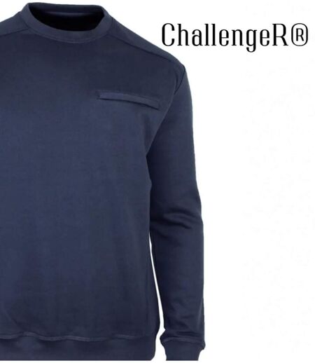 CHALLENGER BULGARE4 — Sweat col rond bleu marine : sobriété et finitions soignées