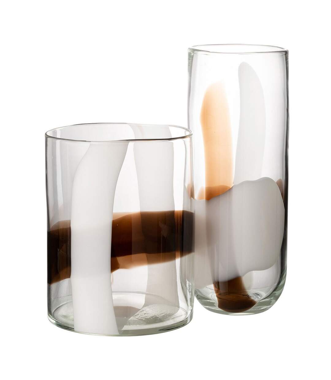 Vase Design en Verre Iggy 27cm Blanc & Marron-2