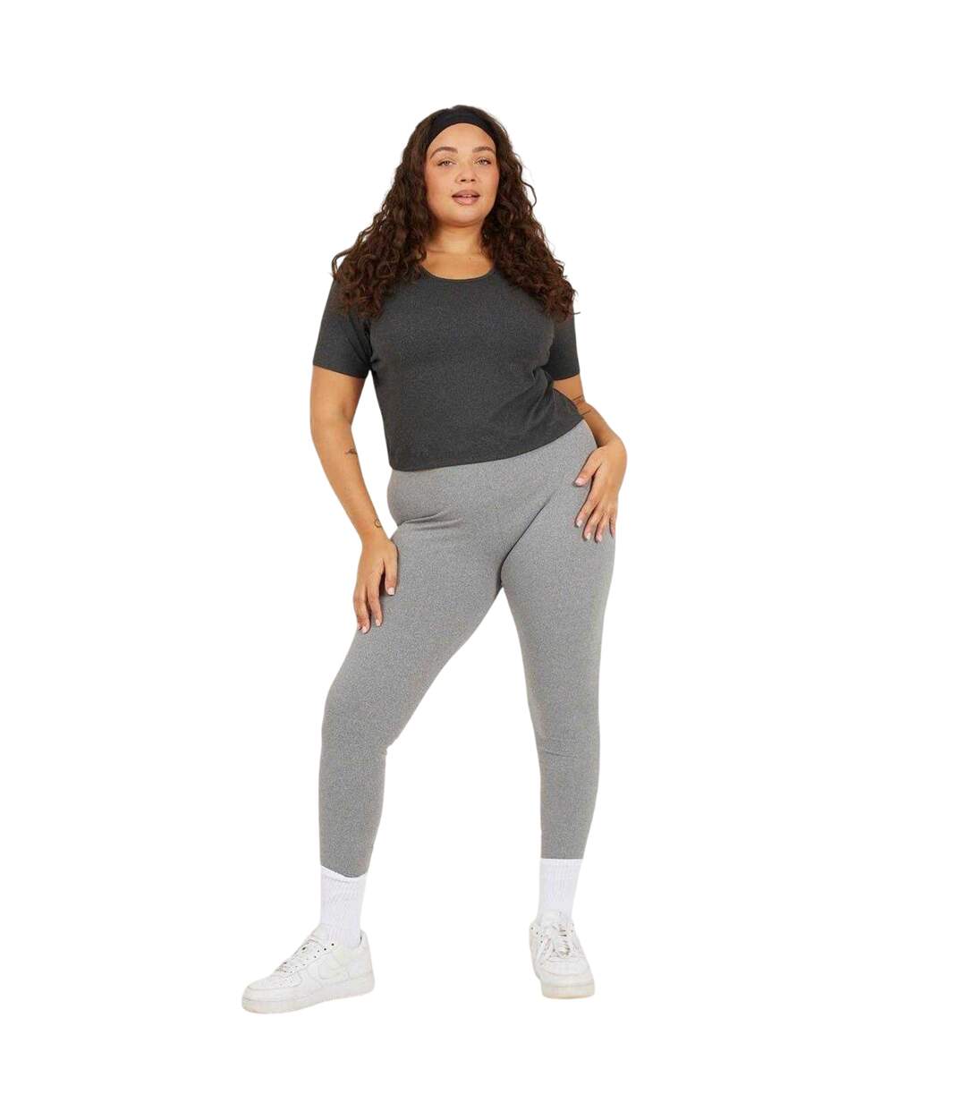 Womens/ladies Plain Plus Crop T-shirt Charcoal Brave Soul-4