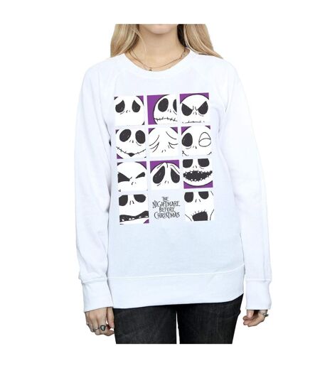 Disney Sweatshirt Square Nightmare Before Christmas Many Faces Of Jack Femme/Ladies (Blanc) - UTBI31684
