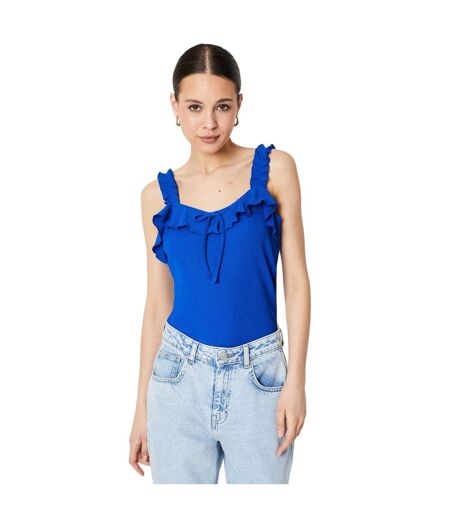 Womens/ladies frilled front tie tank top cobalt Dorothy Perkins