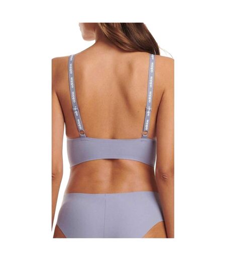 Womens/ladies Active Micro Flex Bralette Grey Blue Adidas