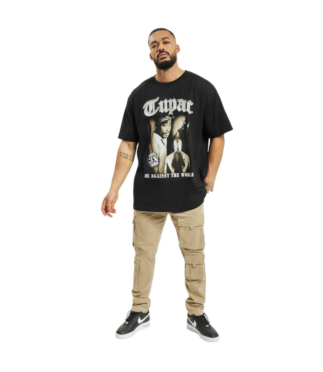 T-shirt Tupac Matw Sepia Homme Noir Mister Tee-1