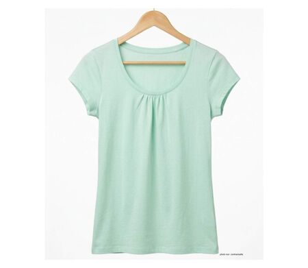 Tee-shirt Mayflower Djibouti4 en coton bio : la douceur du vert sauge et des fronces féminines