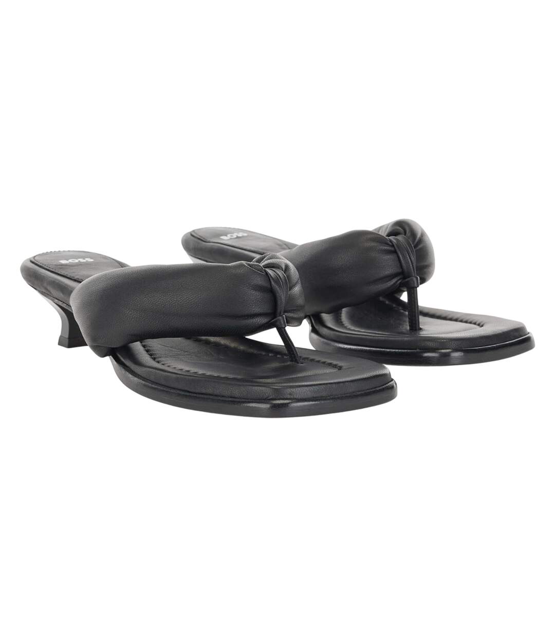 Womens/ladies Gillian Leather Thong Strap Sandals Black Boss-1