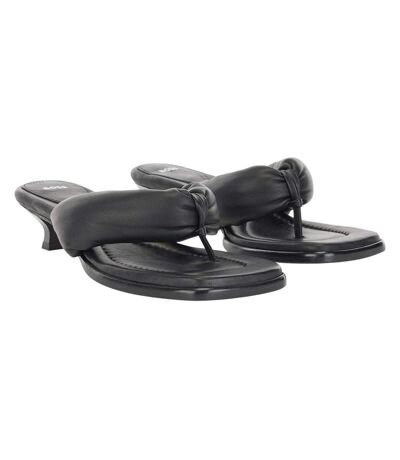 Womens/ladies Gillian Leather Thong Strap Sandals Black Boss