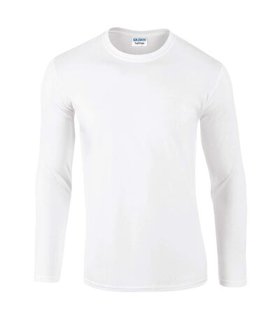 Unisex adult softstyle long-sleeved t-shirt white Gildan