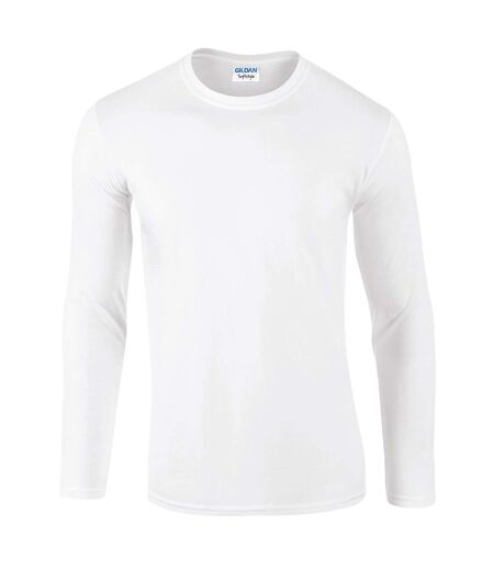 Unisex adult softstyle long-sleeved t-shirt white Gildan