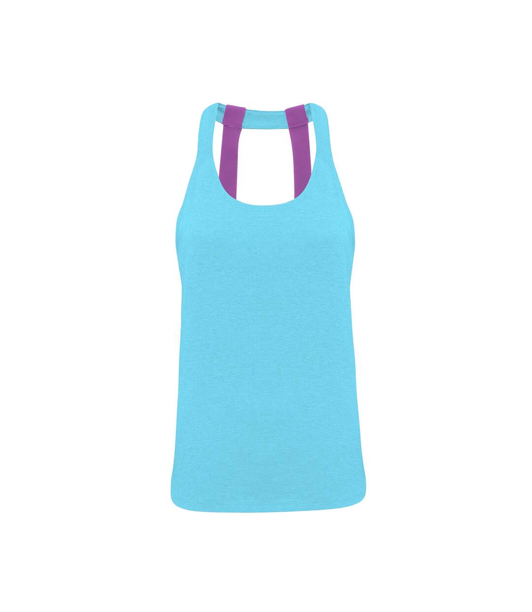 Débardeur double bretelles femme turquoise chiné Tri Dri-1