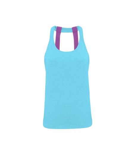 Débardeur double bretelles femme turquoise chiné Tri Dri