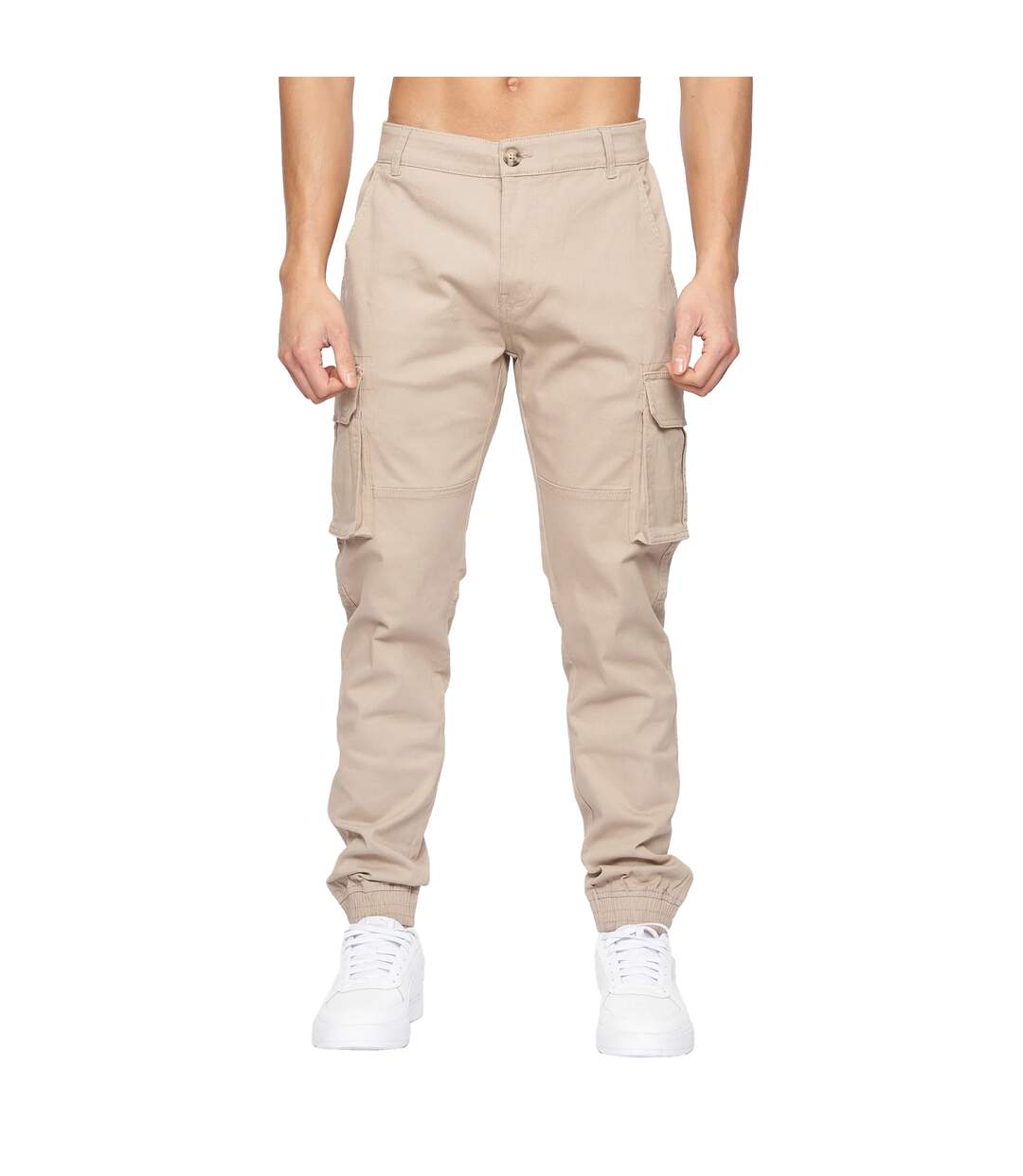 Pantalon à poches frentons homme beige gris Crosshatch-1