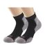 1000 Mile Womens/Ladies Recycled Ankle Socks (Pack of 2) (Black/Gray) - UTRD2683