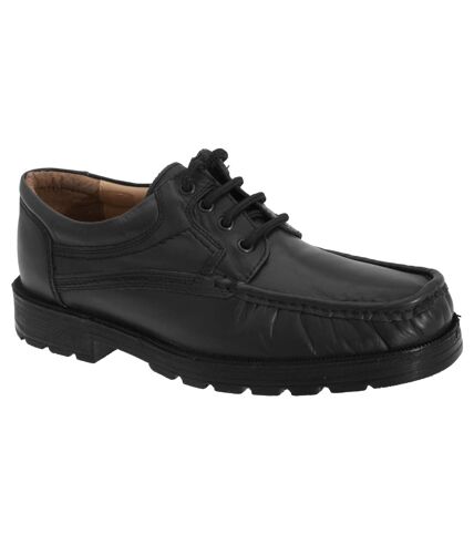 Roamers Mens Softie Leather 4 Eye Apron Gibson Shoes (Black) - UTDF749