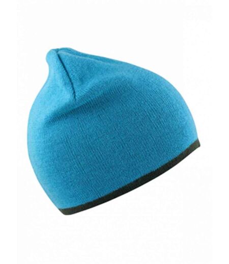 Bonnet contrasté 2 couleurs - réversible - Result RC046 - bleu aqua - gris