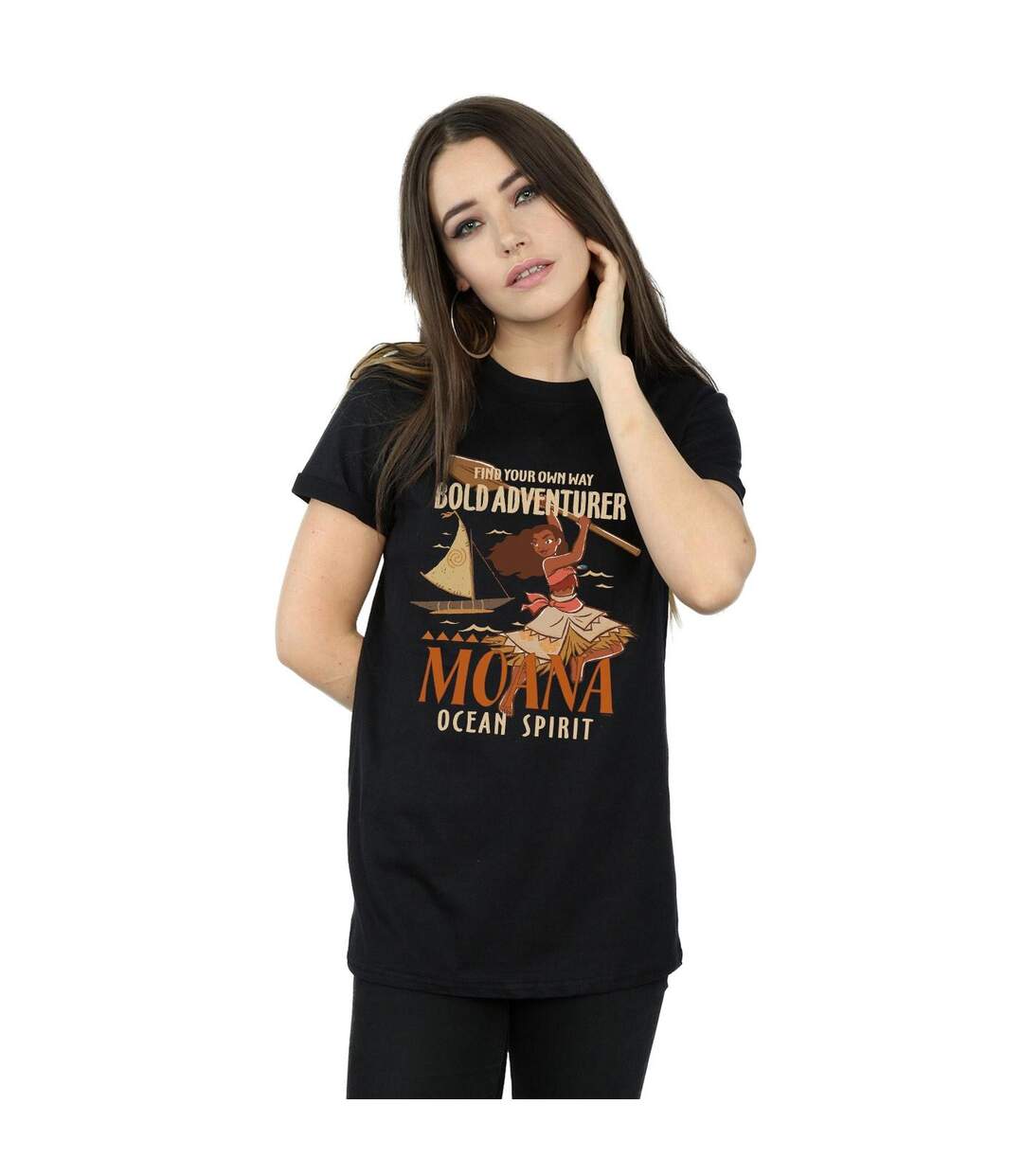 Disney Womens/Ladies Moana Find Your Own Way - T-shirt boyfriend en coton (Noir) - UTBI39377-2