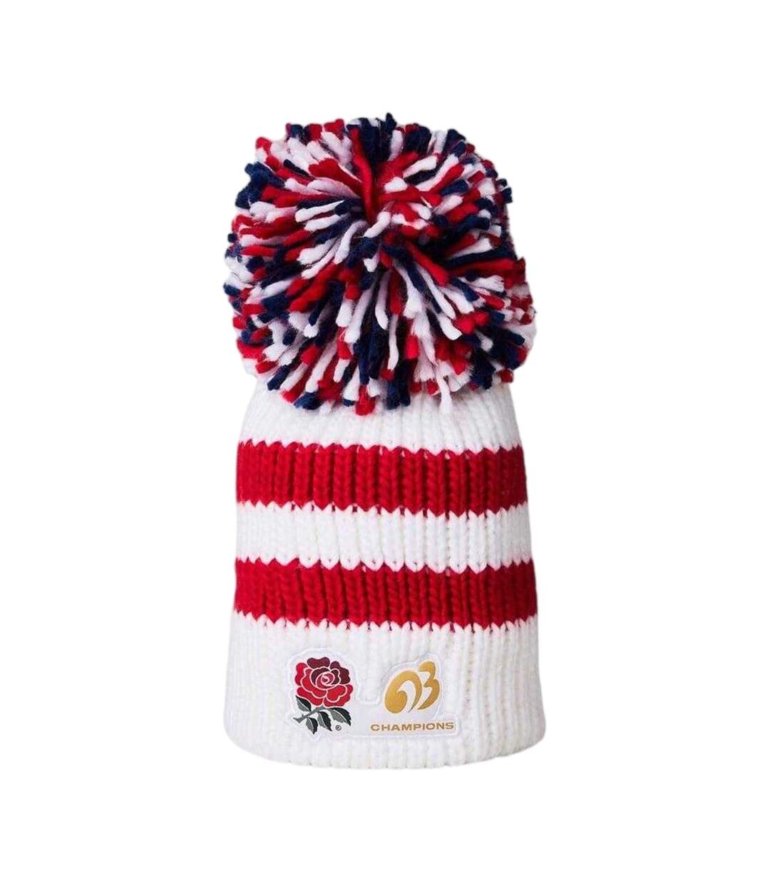 Unisex Adult Champion 2003 Striped Bobble Hat White Red England Rugby-1
