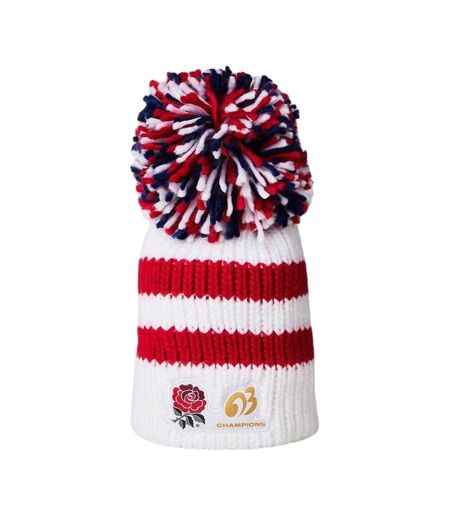 Unisex Adult Champion 2003 Striped Bobble Hat White Red England Rugby
