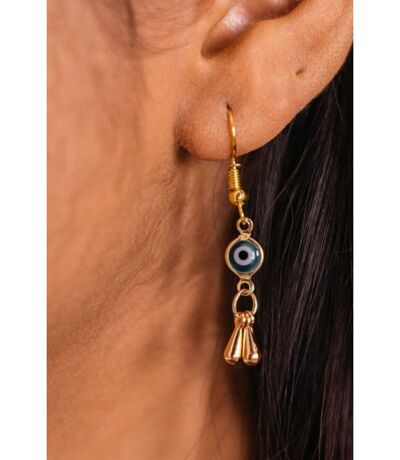 Handmade Evil Eye Protection Greek Lucky Eye Gold Dangle Drop Earrings