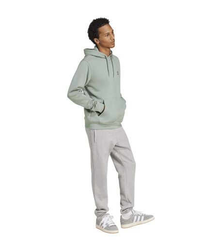 Mens Essentials Relaxed Fit Pullover Hoodie Silver Green Adidas