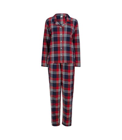 SF Womens/Ladies Tartan Pajama Set (Red/Navy) - UTPC4658