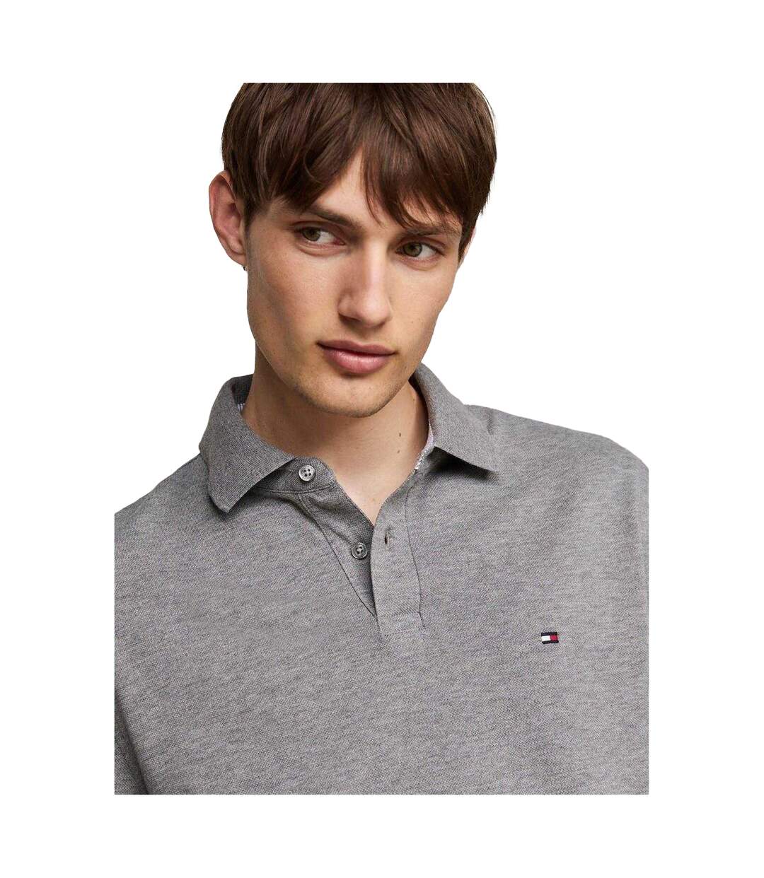 Mens Logo Long-sleeved Polo Shirt Medium Grey Tommy Hilfiger-4