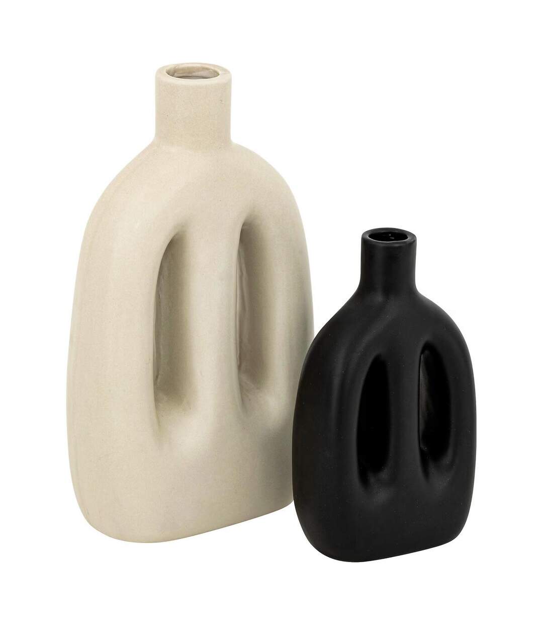 Lot de 2 Vases Inuit Dreams 20cm Beige & Noir-1
