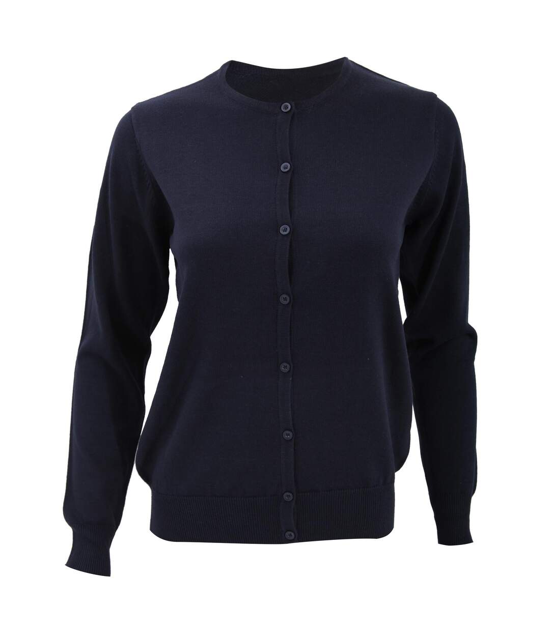 Cardigan À Col Rond Pour Femmes / Tricot Pour Dames Bleu Marine Kustom Kit-1