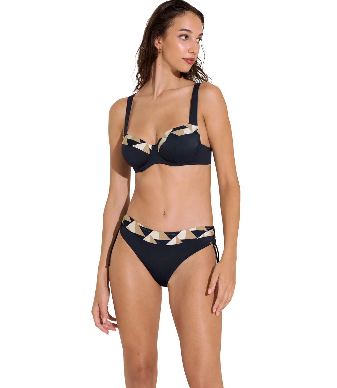 Bas maillot slip de bain taille haute côtés réglables Toulouse Lisca-2