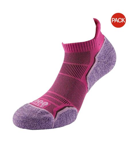 Pack Of 2  Womens/ladies Run Socks  Pink Lavender 1000 Mile