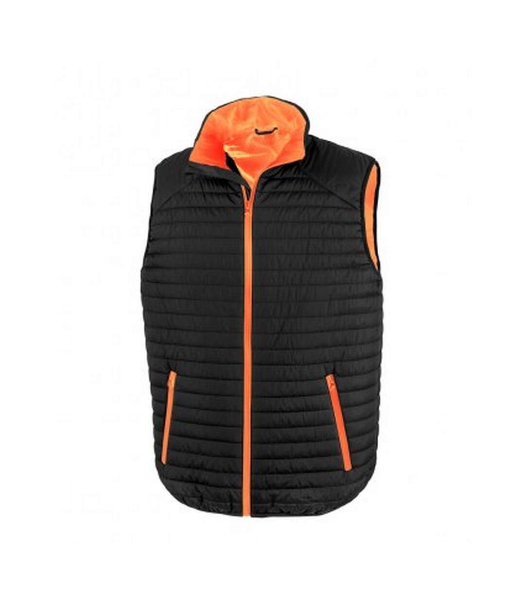 Adults unisex thermoquilt gilet black/orange Result-1