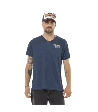 T-shirt homme col V en coton print devant et dos Wings Vondutch