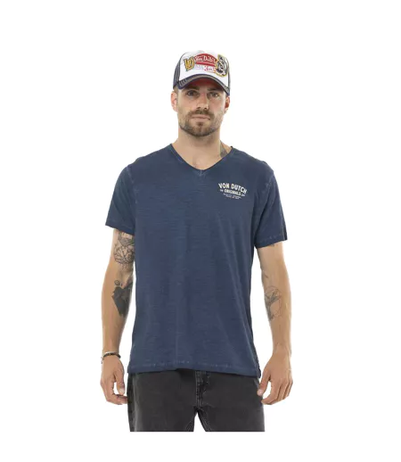 T-shirt homme col V en coton print devant et dos Wings Vondutch